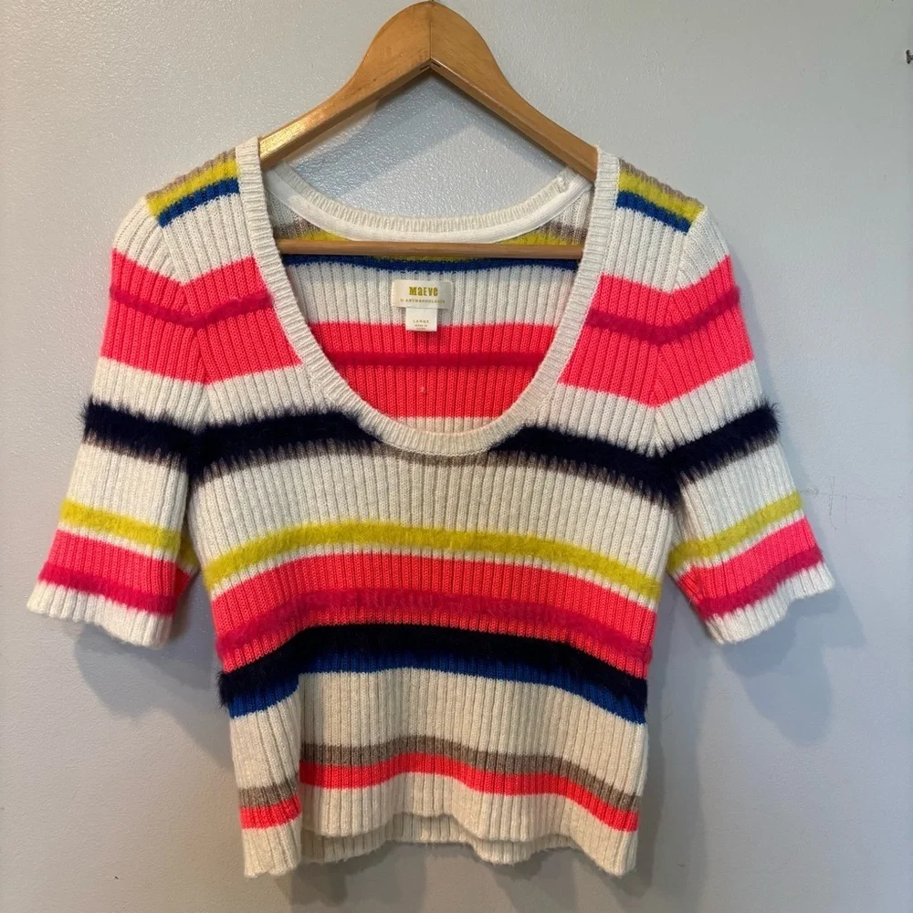 Maeve Anthropologie Scoop Neck Eyelash Stretch Sweater Top Women’s Large
